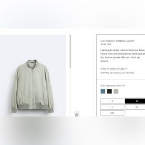 Zara lightweight bomber jacket